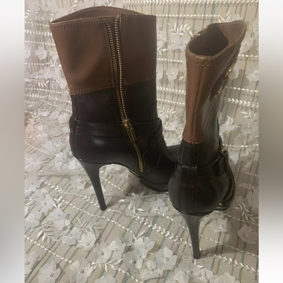 👢Michael Kors Black Brown Stockard boots Stiletto Platform Heels - Picture 8 of 13